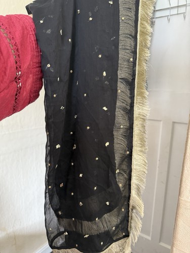 Asian black goti dupatta - black,