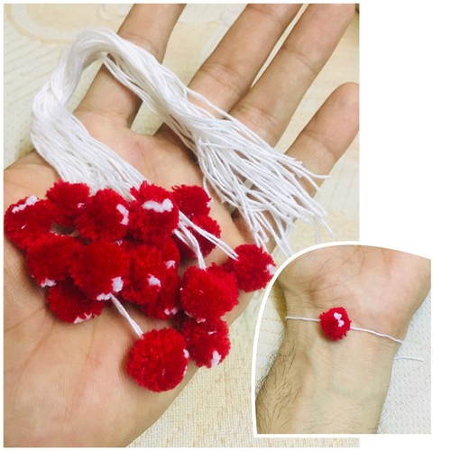Pack rakhi red cotton - of,