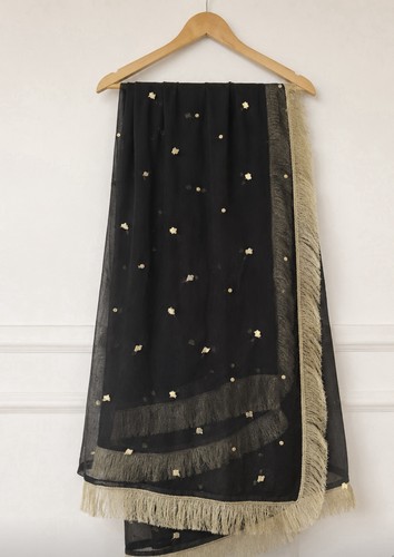 Goti chiffon dupata black with - chiffon,