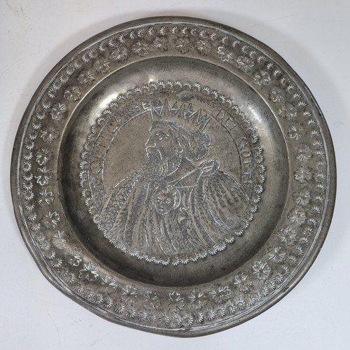 Antique 19thc pewter - 19thc, plate